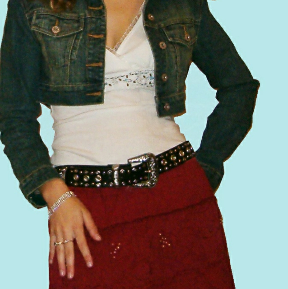 Rave small tiered boho skirt, beaded, maroon